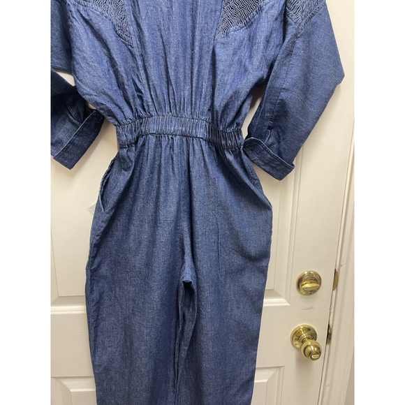 Saint Germain Jean Jumpsuit With Intricate Yoke Smocking, Zip Size M - Picture 4 of 9